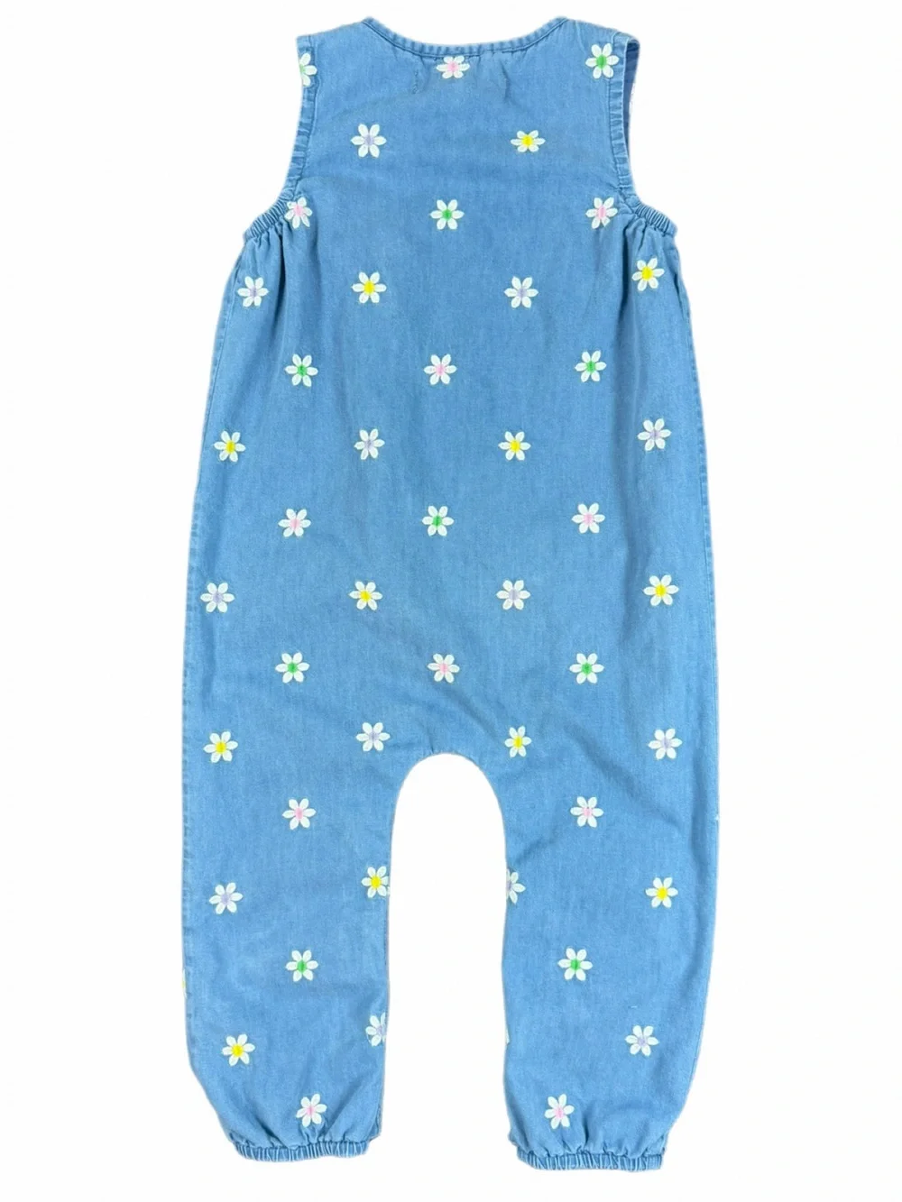 MINI BODEN Embroidered Chambray Romper in Denim Daisy - 18-24M